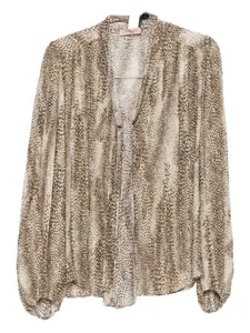 Блузка с принтом под животное и воротником на завязках TWINSET, коричневый