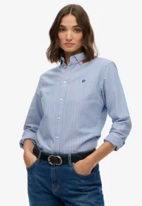 Оксфордская блузка с длинными рукавами и пуговицами Superdry & Co, Blue Pink Stripe