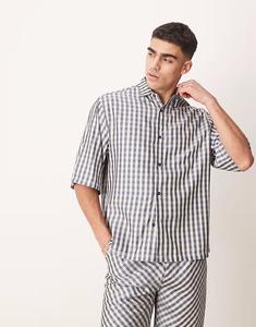 Рубашка в клетку «Сестра Джейн» в черно-белой гамме