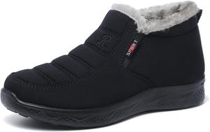 Женские зимние ботинки на низком ходу, водонепроницаемые зимние ботинки с меховой подкладкой, теплые ботинки на липучке, легкие прогулочные термоботинки, короткие ботинки, удобные для улицы, противоскользящие Rianclud, Multicolor 04