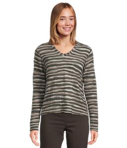 Топ Elliott Lauren Long Sleeve Stripe V-neck Knit Top, цвет Taupe Multi