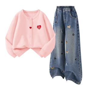 Детская повседневная спортивная одежда Disney, Solid Color Pink+Solid Color Denim Blue