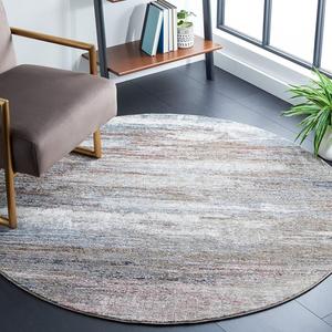 Ковер SAFAVIEH, 161 x 161 см, Jasmine Collection, круглый, Grey & Blue, традиционный восточный дизайн с эффектом потертости, не линяет и прост в уходе, идеален для помещений с высокой проходимостью в гостиной, спальне (JSM337F)