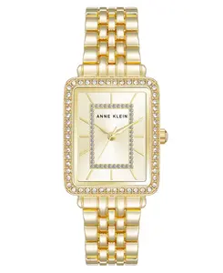 Женские кварцевые часы прямоугольной формы из металлического сплава золотистого оттенка, 25 мм Anne Klein, gold-tone