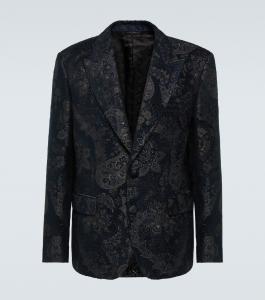 Жаккардовый бархатный блейзер Etro, цвет melange black