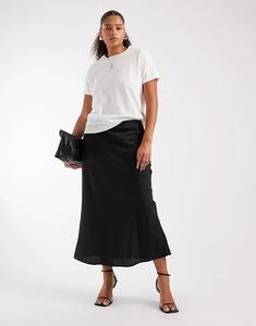 Юбка миди New Look Curve из атласа с горошинами, черная