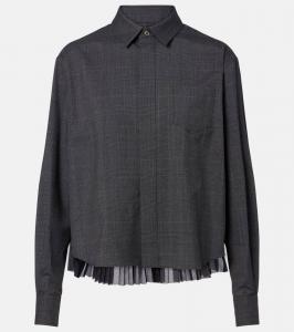 Рубашка из шерсти в клетку принц уэльский Sacai, Gray