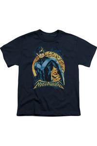 Футболка для подростков Batman Nightwing с коротким рукавом и принтом луны Gildan, темно-синий