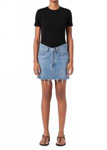 Мини-юбка с V-образным вырезом на талии из денима в цвете "Кузница" AGOLDE, Forge