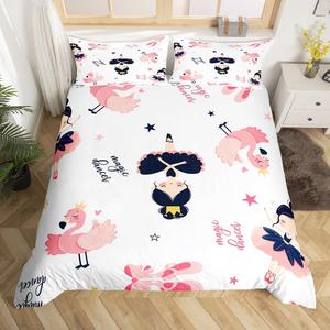 Erosebridal Комплект постельного белья для девочек с принтом розовых лебедей и балетных туфелек в стиле кавай, Multi 02