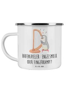 Эмалированная кружка для кемпинга с мелодиями арфы и надписью белого цвета Mr. & Mrs. Panda