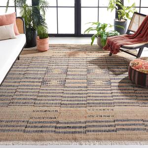 SAFAVIEH Kilim Collection ковер, 275 x 366 см, Natural & Black, ручной работы плоское плетение джут, идеально для помещений с высокой проходимостью в гостиной, спальне (KLM709A)