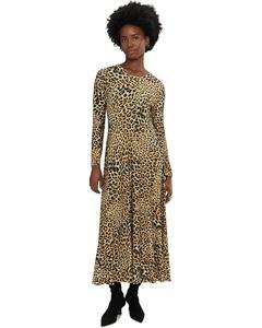 Женское платье Norma Kamali Long Sleeve Flared, Cheetah Patch