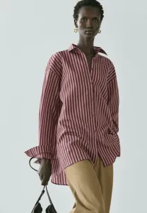 Рубашка струящегося силуэта с полосатой отделкой Massimo Dutti, Bordeaux