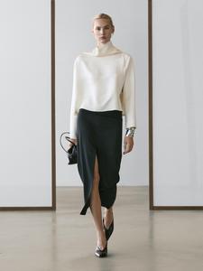 Летящий топ с V-образным вырезом - Studio Massimo Dutti, cream
