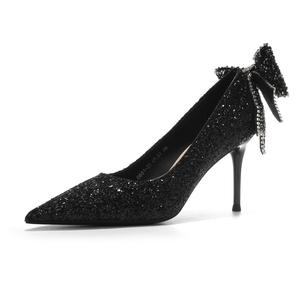 Женские туфли на высоком каблуке QITUMAUL, Black[Heel Height 8.5Cm]