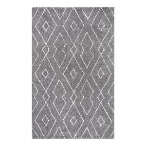 Геометрический ворсистый ковер Beulah Nuloom, серый, 244x244 см, круглый