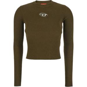 Вязаный топ M Valari Oval D с рубчиком DIESEL, оливково-зеленый
