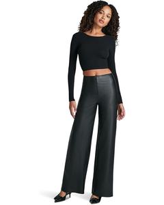 Брюки Commando Faux Leather Wide Leg Pants, черный