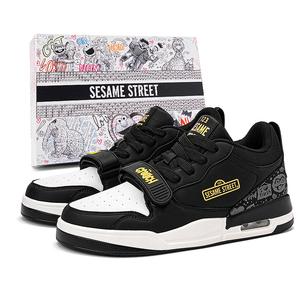 Нескользящие, амортизирующие, износостойкие, дышащие, низкие кроссовки для скейтбординга унисекс SESAME STREET, White Black