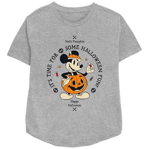 Женская футболка свободного кроя с рисунком Disney's Mickey Mouse Hello Pumpkin, пришло время веселиться на Хэллоуин, цвет Athletic Heather