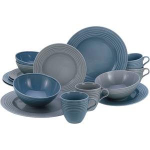 Набор посуды Geschirr-Set Stripes Colors сервис, с рельефными бороздками по краю, 16 предметов, на 4 персоны Creatable, Bunt