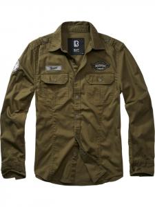 Рубашка Luis Vintage Shirt Long Sleeve зеленого цвета Brandit
