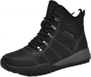Женские водонепроницаемые зимние ботинки на шнуровке с меховой подкладкой, легкие, с круглым носком, для снега, подходящие для прогулок на улице и походов TZNBGGE, Black