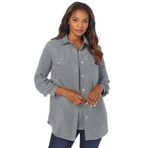 Женская большая рубашка из искусственной замши Roaman's больших размеров, цвет Gunmetal