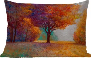 Подушка для улицы - Картина - Дерево - Цвета - Масляная краска - 50 x 30 см - Устойчива к атмосферным воздействиям - Подушка для отдыха - Подушка для дивана - Украшение для гостиной MuchoWow