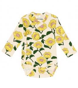 Хлопковое боди с запахом baby flowers Mini Rodini, желтый