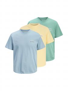 Jack & Jones Junior Футболка 'JJBRANDON' в светло-голубом, желтом, светло-зеленом