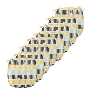 Подушки на обеденный стул ABAKUHAUS середины века, «Рождественские елки» пятидесятых годов, декоративная водонепроницаемая подушка с ремнями для кухонных сидений, 40 см x 40 см — упаковка из 8 шт., цвет желто-черный цвет морской волны