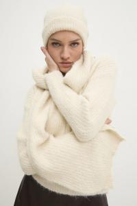 Свитер с шерстью + шарф и шапка Answear.Lab, бежевый