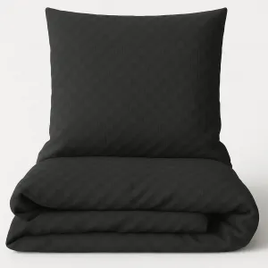 Комплект постельного белья 135x200 см хлопок Renforce черная клетчатая мягкая наволочка 80x80 см на молнии всесезонный leonado vicenti