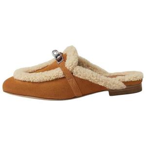 Женские тапочки с запахом на носке HERMES Умбра