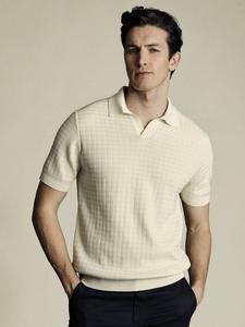 Текстурированная хлопковая поло Charles Tyrwhitt, Cream