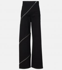 Широкие брюки из хлопка со спиралью Alaïa, Noir Alaia