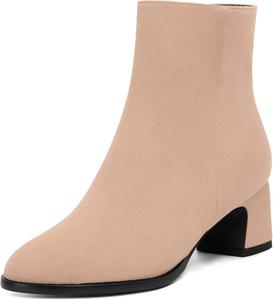 Женские ботинки SKYSTERRY на молнии, с круглым носком, замшевые, для улицы, вечерние, с массивным низким каблуком, до щиколотки, 2 дюйма