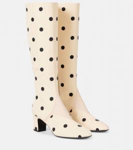 Кожаные высокие сапоги до колена Equivoque 60 Valentino Garavani, Burro-Nero/Crema