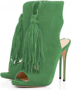 Женские сандалии FSJ с открытым носком, ремешком на пятке, высокие каблуки, бахрома на ботильонах, стильные шпильки с кисточками, обувь для летних нарядов, размеры US 4-15, Lime