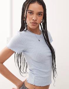 Детская футболка Noisy May с ребристым краем салата, светло-голубого цвета