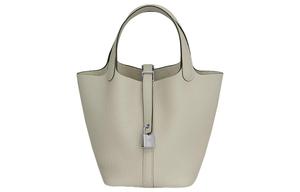 HERMES Пикотин Лок Клеменс Бычья кожа Сумка-корзинка Сумка-ведро Женская сумка 18 Q1 Шалфей Шалфейный зеленый