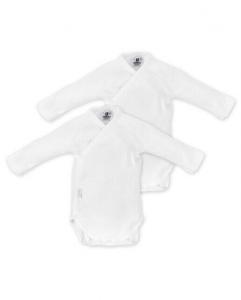 Комплект из 2 белых детских боди из хлопка с длинными рукавами Cambrass, белый