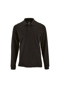 Идеальная рубашка-поло из пике с длинными рукавами SOL'S, черный