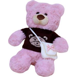 Плюшевая кукла медвежонок в свитере с рюкзаком высотой 30 см GUAIGUAIXIONG, Pink+Coffee Nose[Backpack Bear]