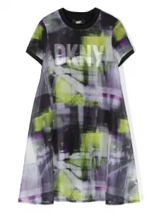 Платье с сетчатым верхом и логотипом Dkny Kids, зеленый