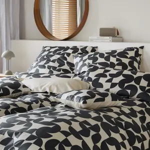 Элегантный комплект постельного белья Mako-Satin Studio Graphic, цвет антрацит, размер 135х200+40х80 Elegante