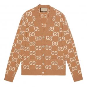 Кардиган Gucci GG Wool Jacquard Cardigan 'Camel Ivory' 694758-XKCC5-2296, бежевый