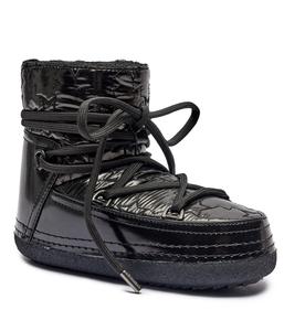 Зимние женские сапоги INUIKII BOMBER STAR блестящие с принтом, черный